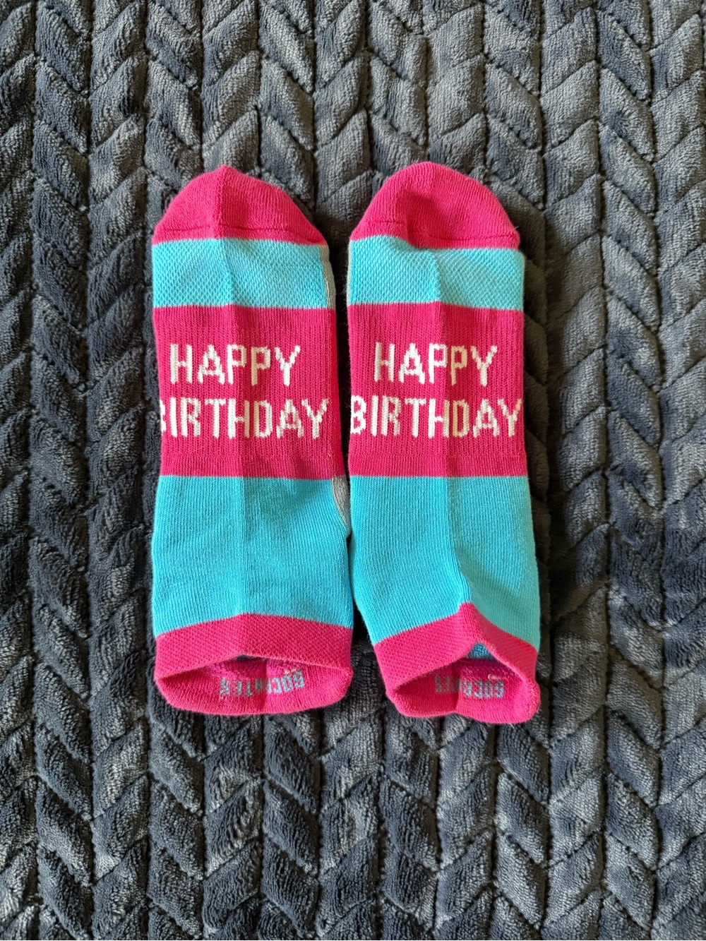 Happy Birthday Bright Pink & Teal Socks